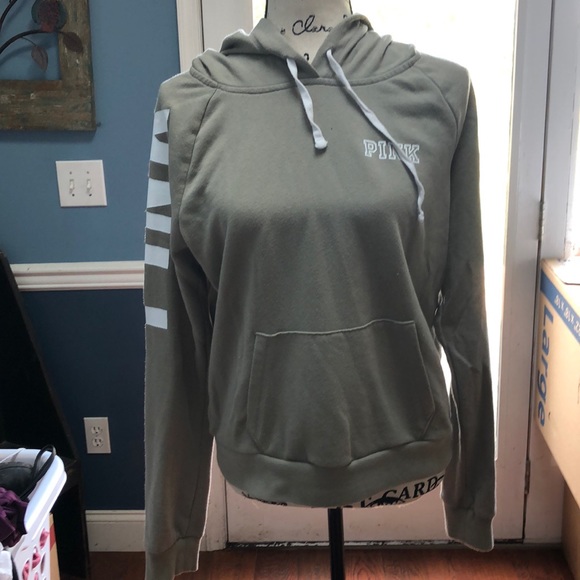 PINK Victoria's Secret Tops - PINK army green hoodie